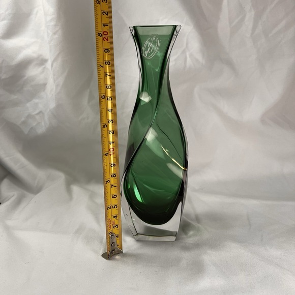 VTG 1997 Royal Gallery 24% Lead Crystal Vase Emerald Green 8" - Picture 9 of 10